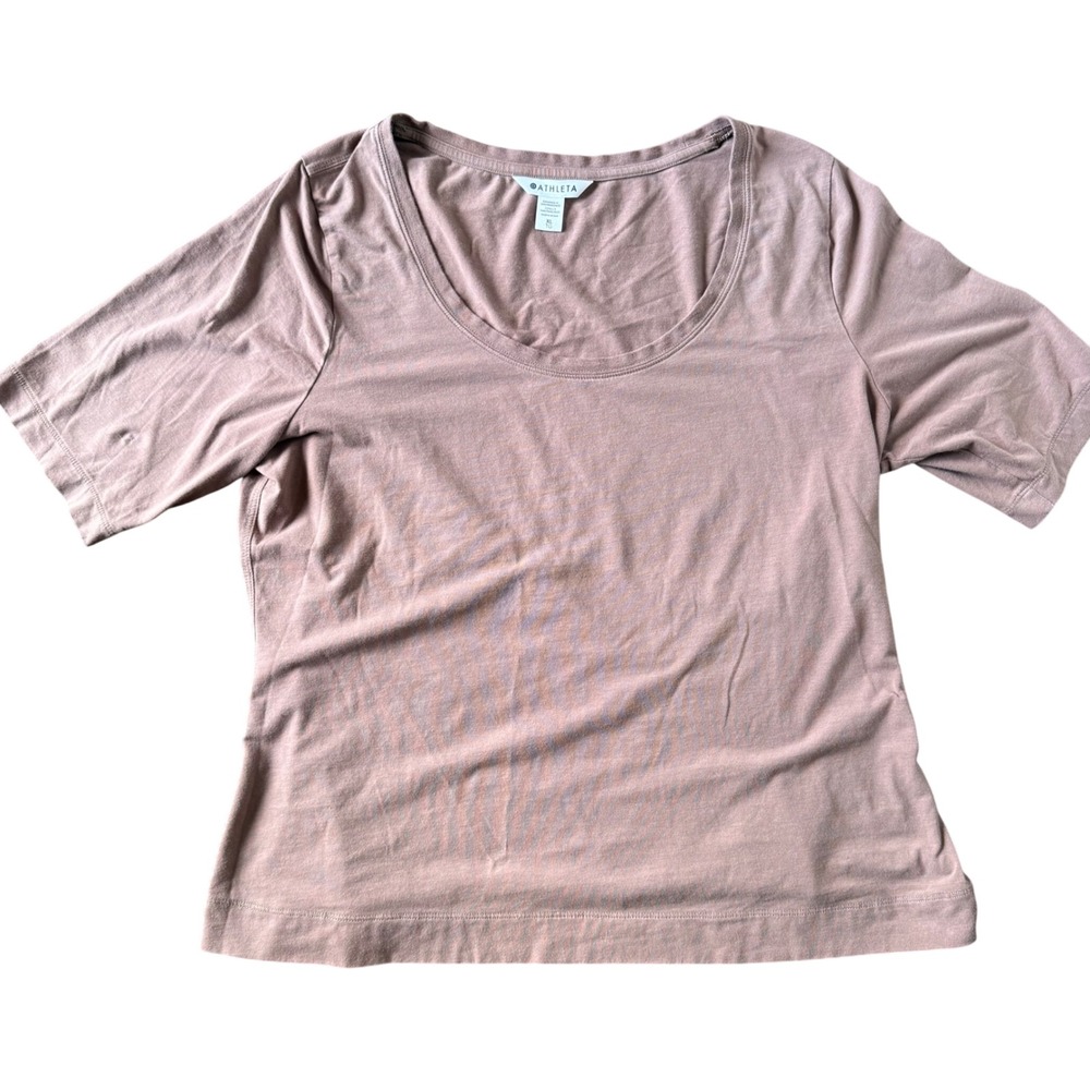 Athleta Outbound Scoop Tee Mauve Brown Short Sleeve Top XL Womens Activewear - Picture 2 of 9